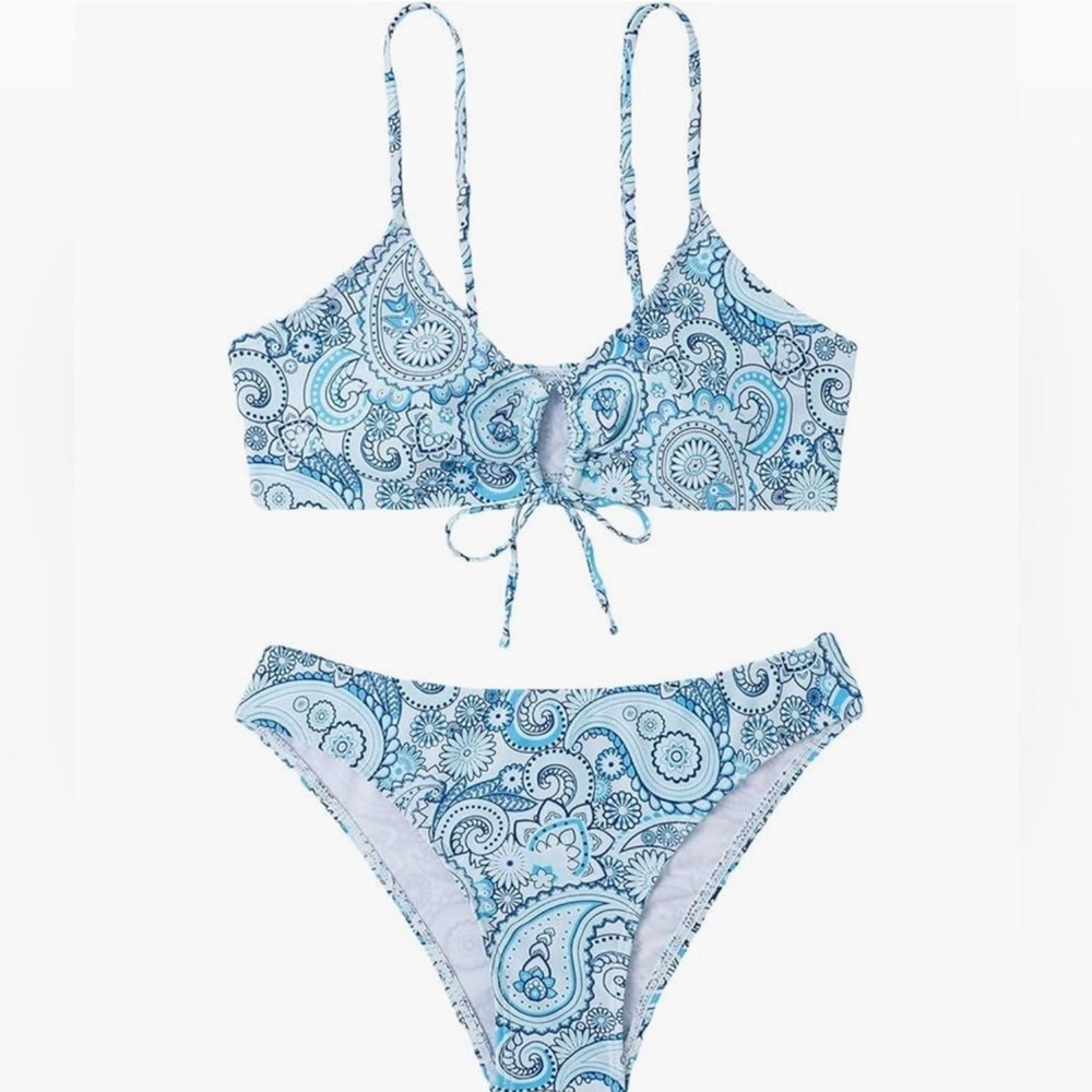 NEW Soly Hux Size S Blue Paisley Spaghetti Strap Bikini‎